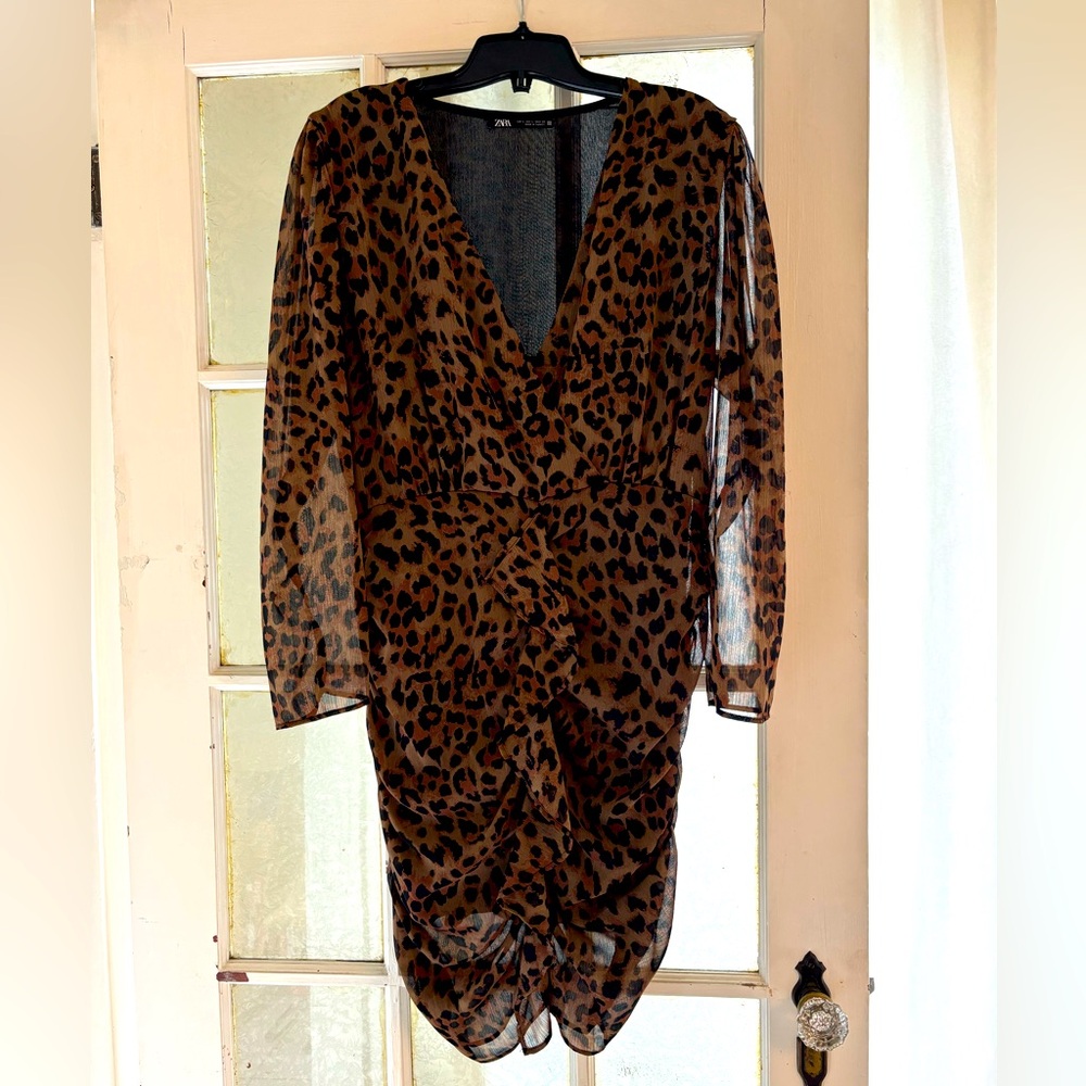 ZARA V-neck leopard print dress